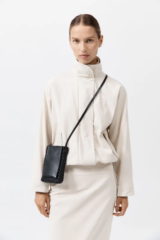 Lattice Contrast Sling Pouch - Black made by St. Agni