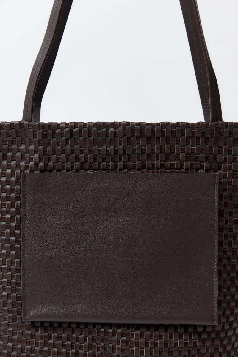 Lattice Contrast Tote - Coffee sold by St. Agni product image thumbnail 2
