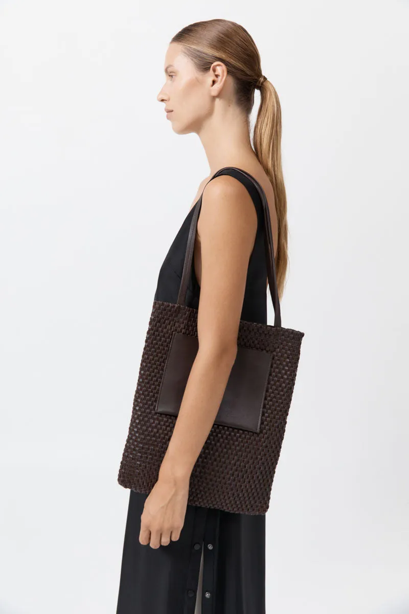 Lattice Contrast Tote - Coffee sold by St. Agni product image thumbnail 3