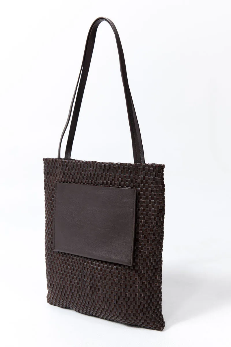 Lattice Contrast Tote - Coffee sold by St. Agni product image thumbnail 4