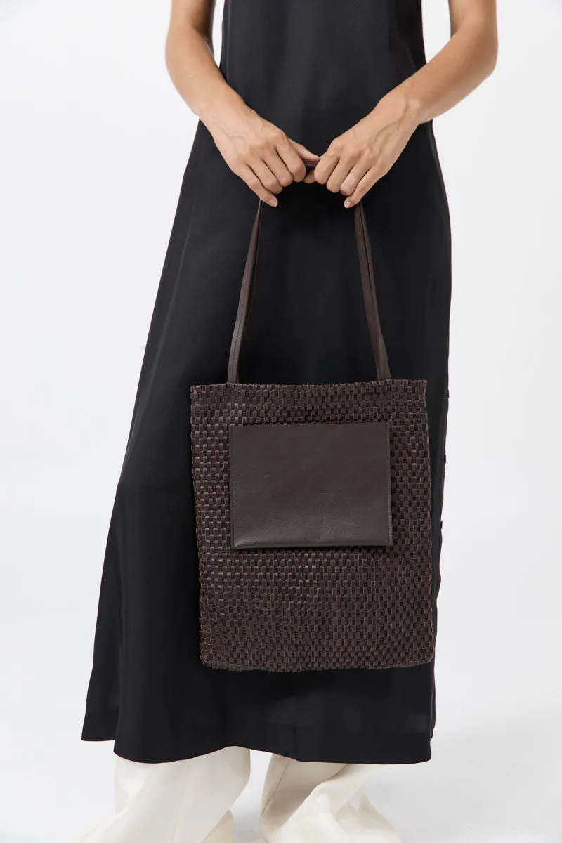 Lattice Contrast Tote - Coffee sold by St. Agni