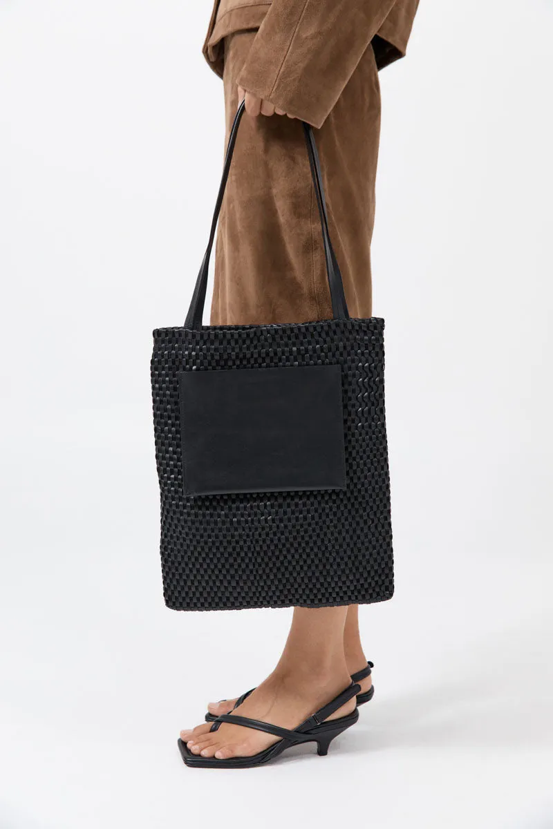 Lattice Contrast Tote - Black sold by St. Agni