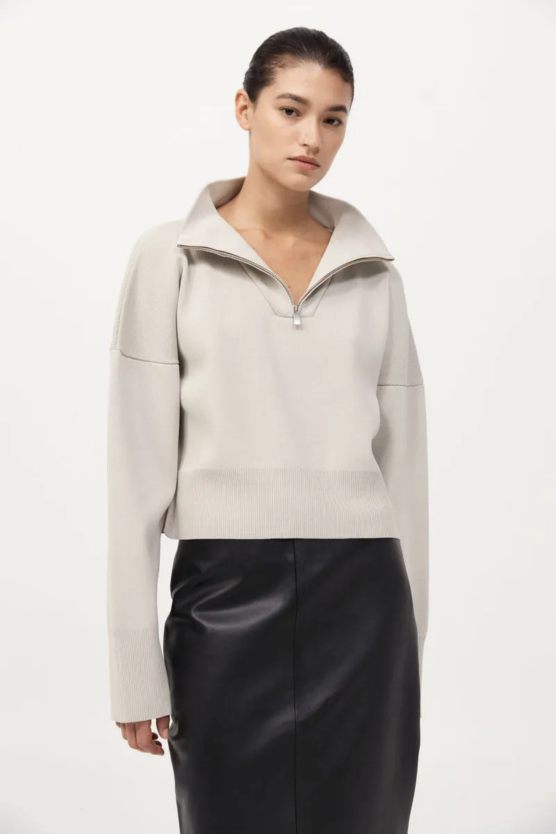 Milano Knit Zip Jumper - Silver sold by St. Agni product image thumbnail 4