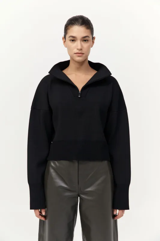 Milano Knit Zip Jumper - Black sold by St. Agni