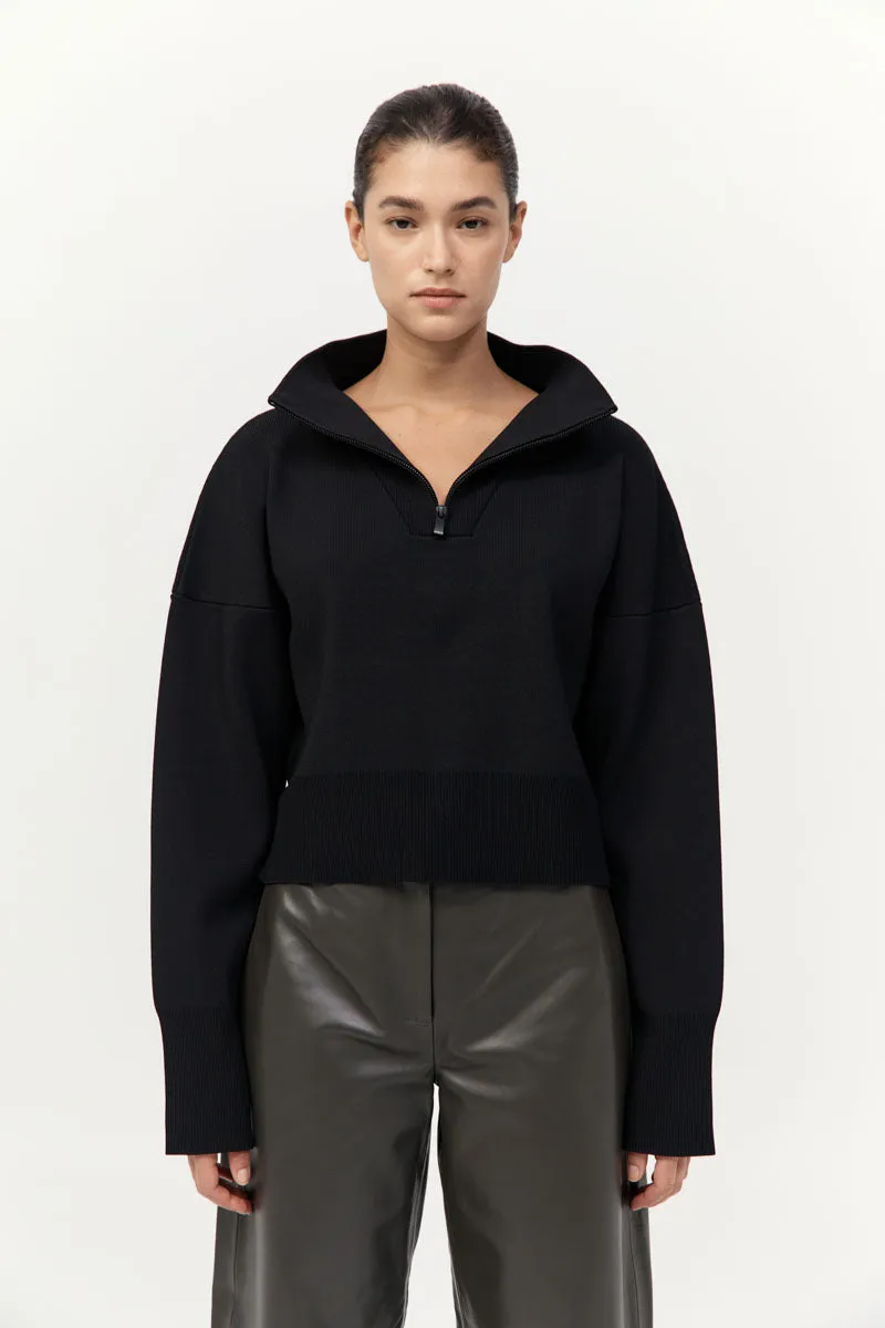 Milano Knit Zip Jumper - Black sold by St. Agni