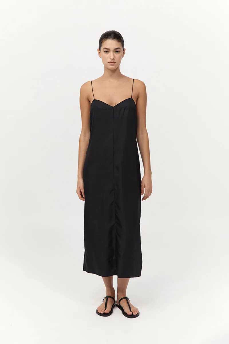 Silk Twill Slip Dress - Black sold by St. Agni