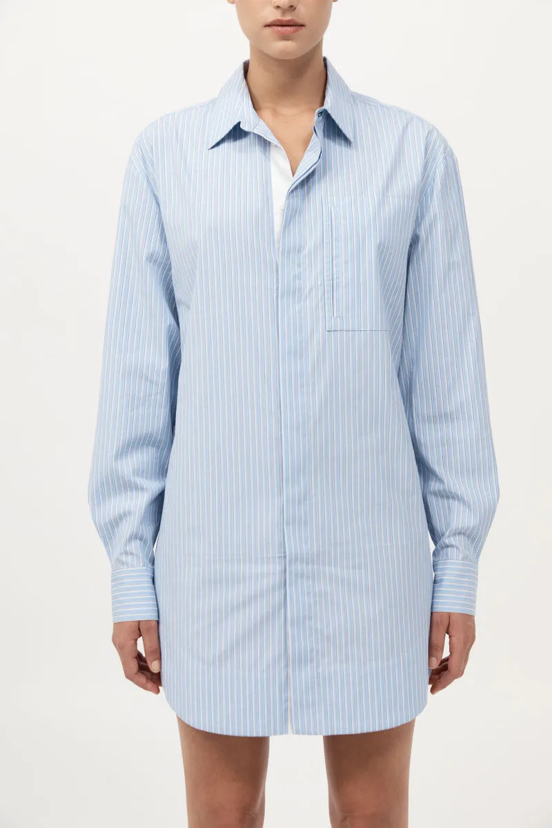 Drawstring Mini Shirt Dress - Pale Blue Stripe sold by St. Agni product image thumbnail 5