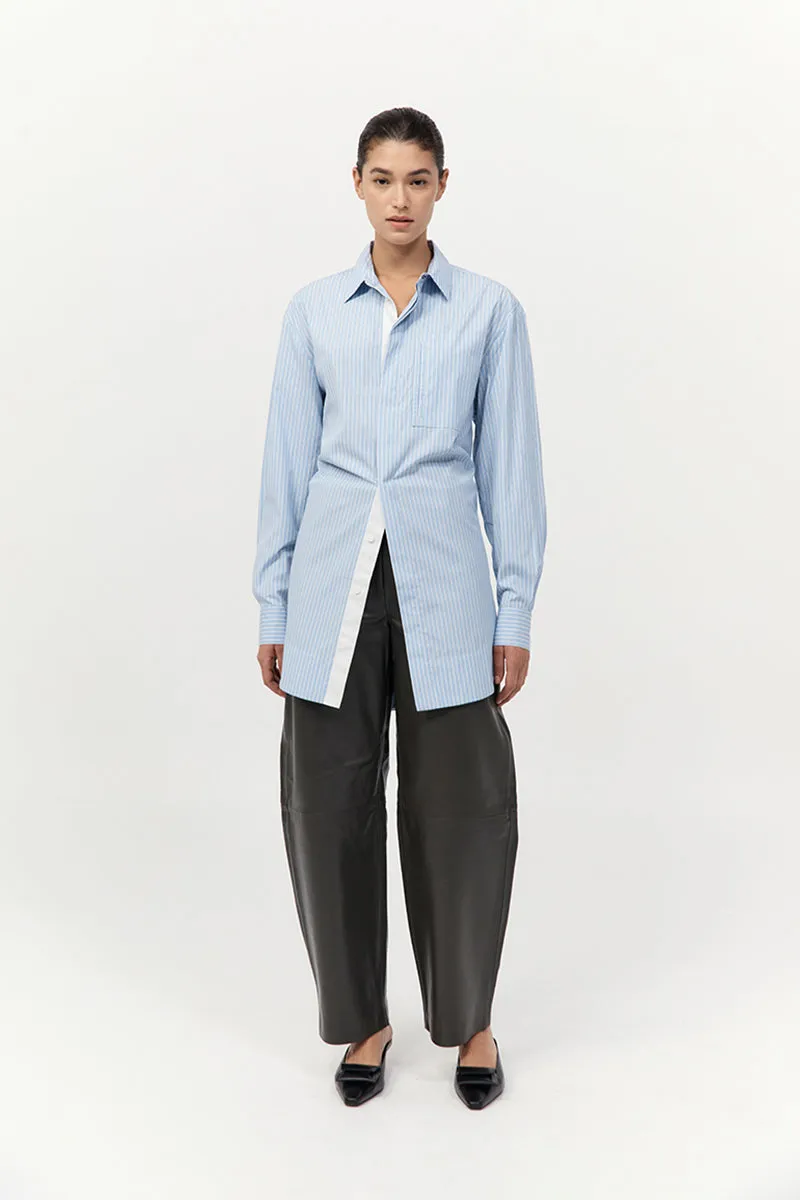 Drawstring Mini Shirt Dress - Pale Blue Stripe sold by St. Agni product image thumbnail 2