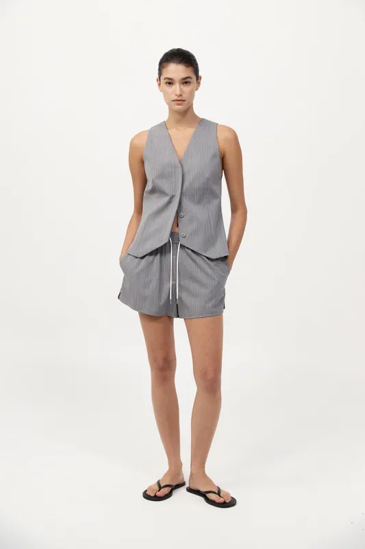 Tailored Boxer Shorts - Grey Pinstripe sold by St. Agni