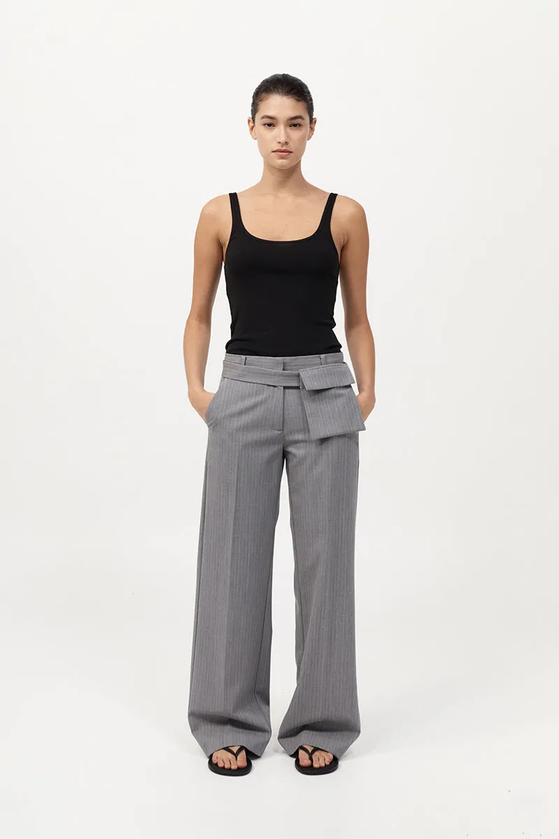 Carter Pocket Belt Pants - Grey Pinstripe sold by St. Agni