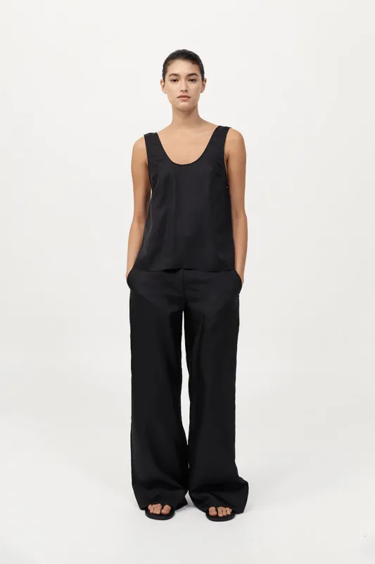 Silk Twill Pants - Black sold by St. Agni