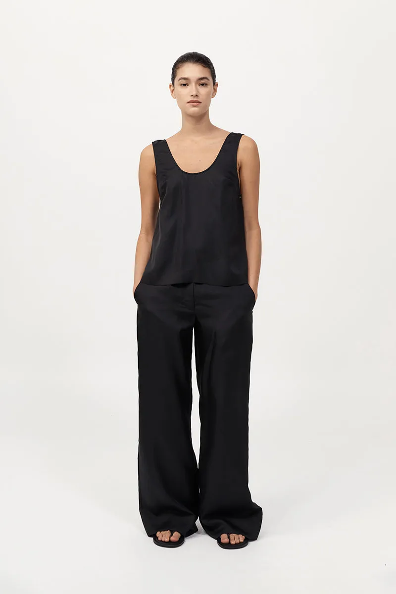 Silk Twill Pants - Black sold by St. Agni