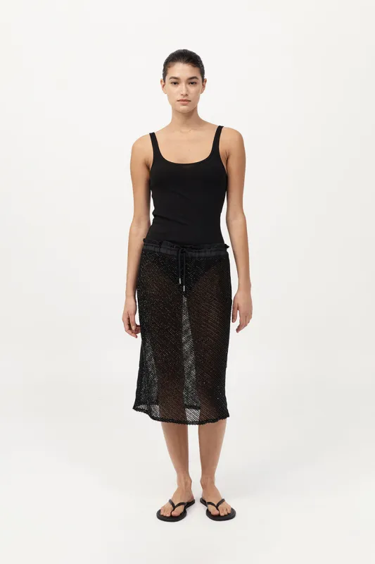 Glass Beaded Mesh Skirt - Jet Black sold by St. Agni