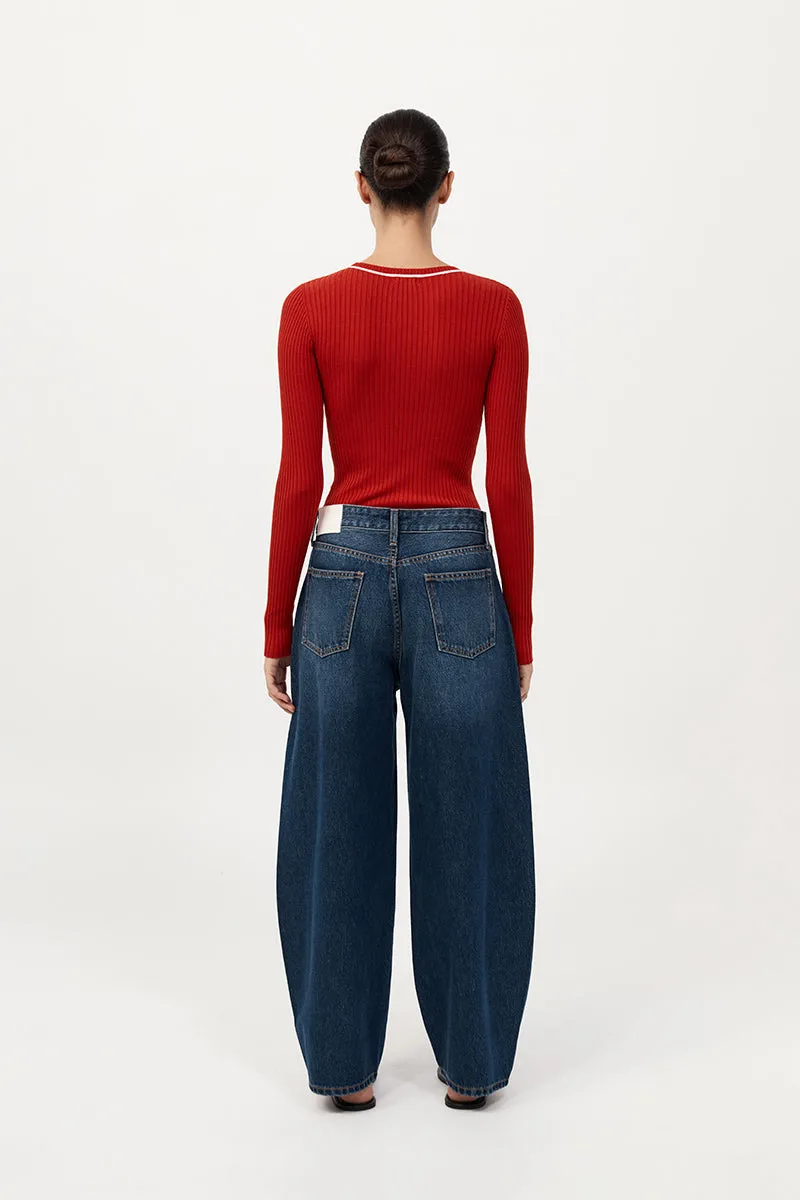 Fine Line Long Sleeve Top - Red / Off White sold by St. Agni product image thumbnail 5