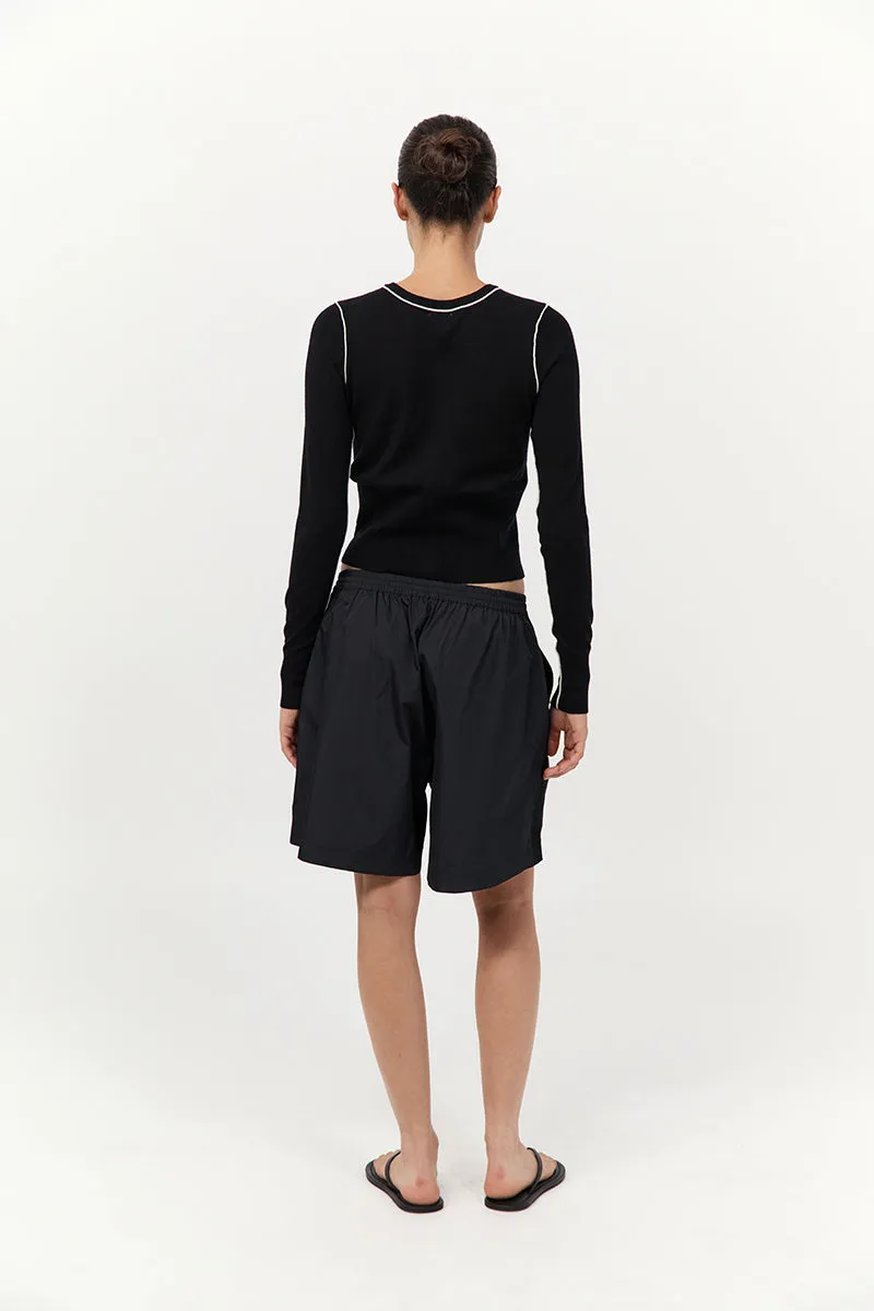 Wool Fine Line Cardigan - Black / Off White sold by St. Agni product image thumbnail 3