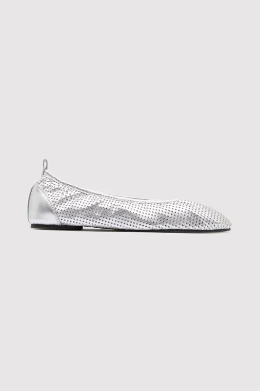 Minimal Perforated Ballet Flat - Silver made by St. Agni