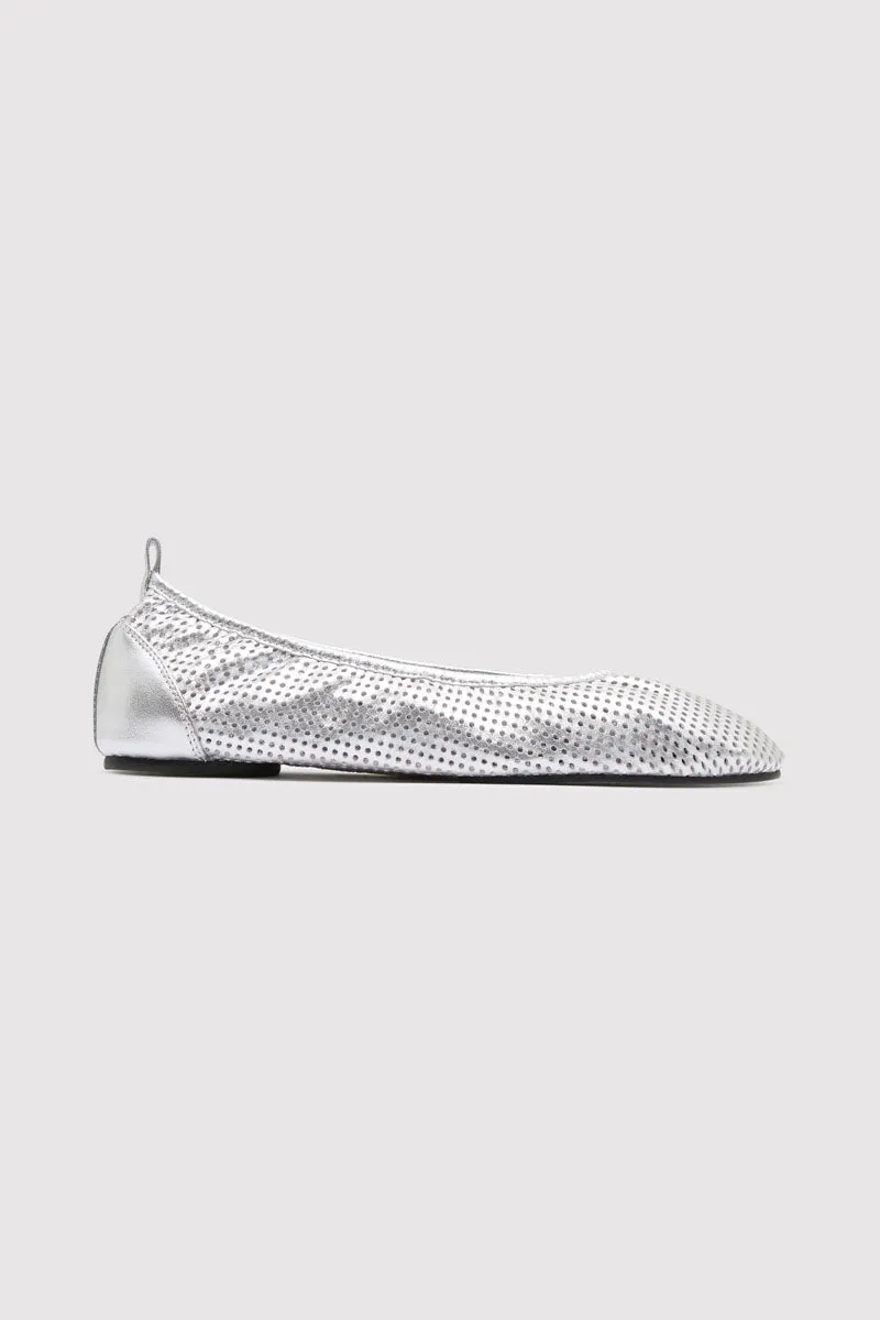 Minimal Perforated Ballet Flat - Silver sold by St. Agni