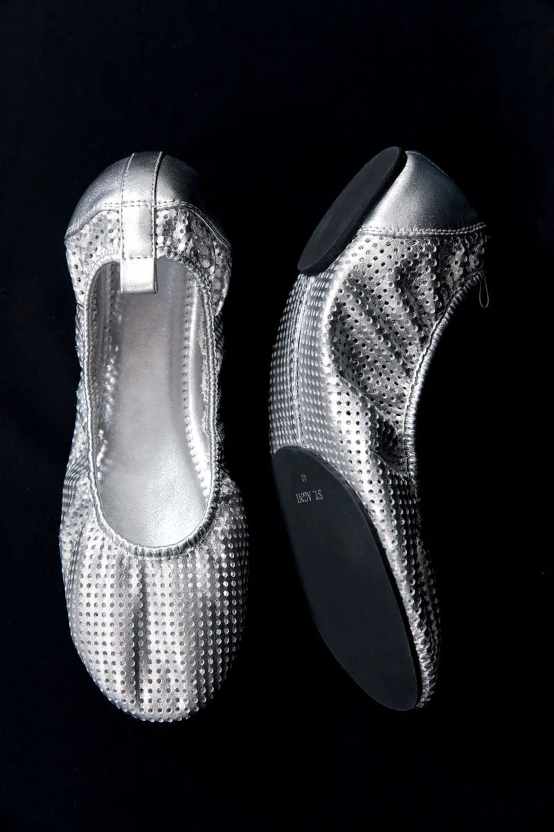 Minimal Perforated Ballet Flat - Silver sold by St. Agni product image thumbnail 3