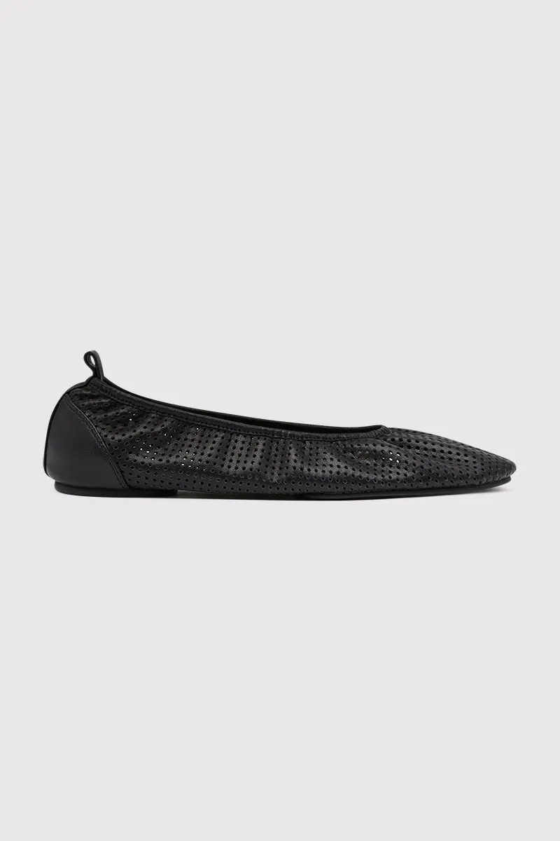 Minimal Perforated Ballet Flat - Black sold by St. Agni