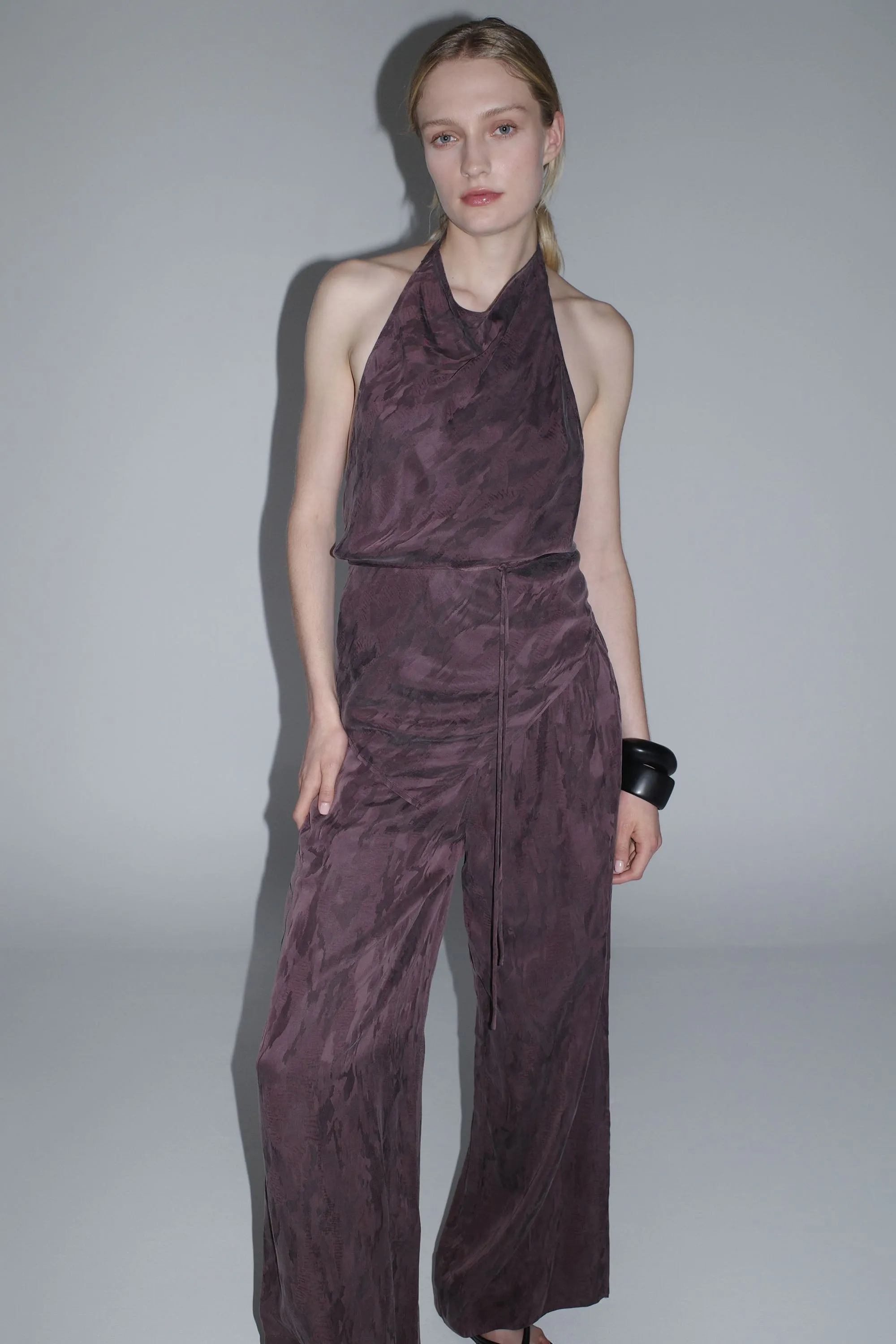 Jacquard Relaxed Pants - Chocolate Plum sold by St. Agni product image thumbnail 5