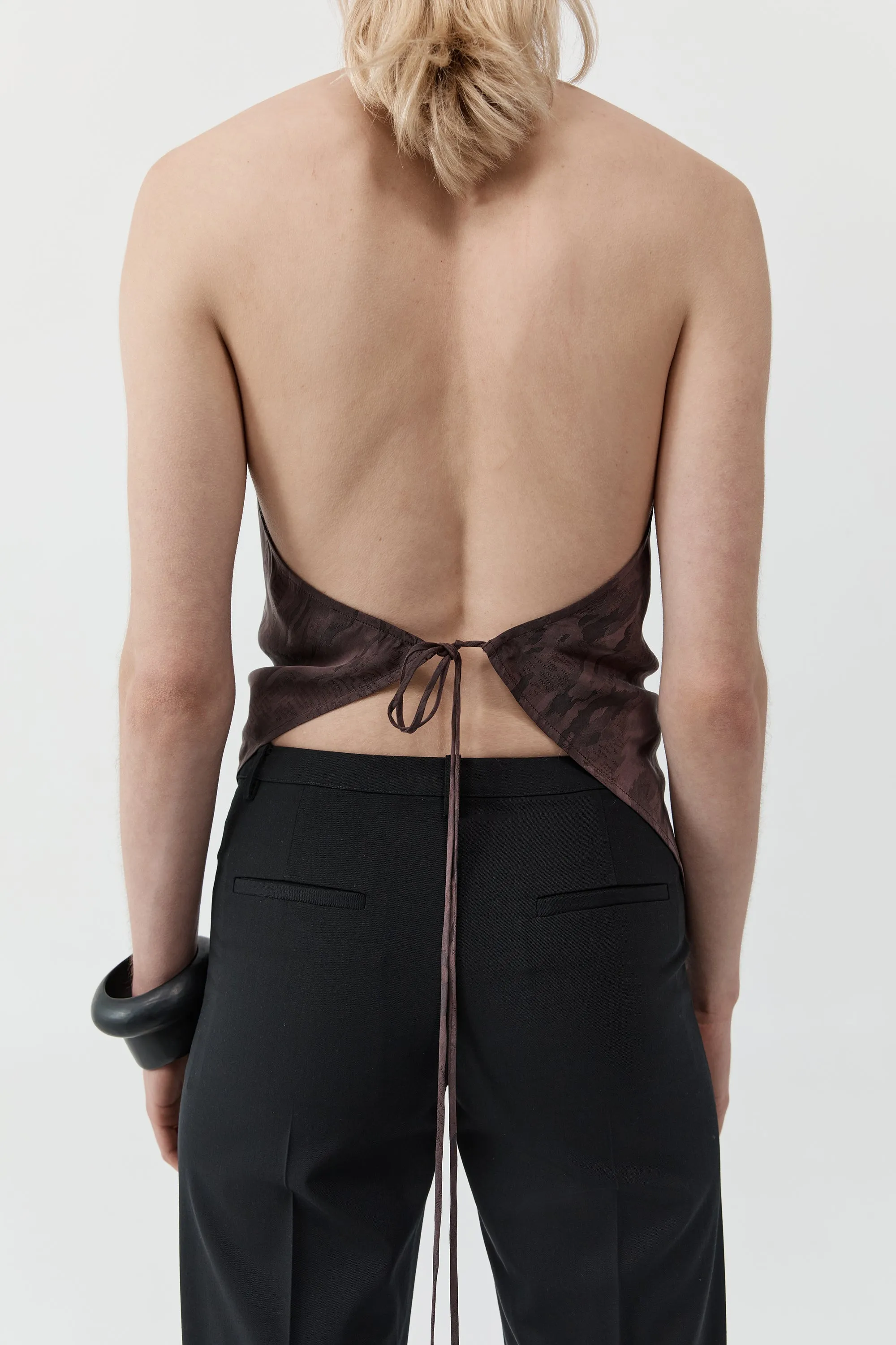 Jacquard Cowl Tie Top - Chocolate Plum sold by St. Agni product image thumbnail 3