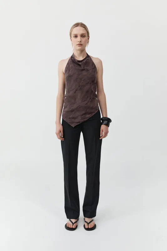 Jacquard Cowl Tie Top - Chocolate Plum made by St. Agni
