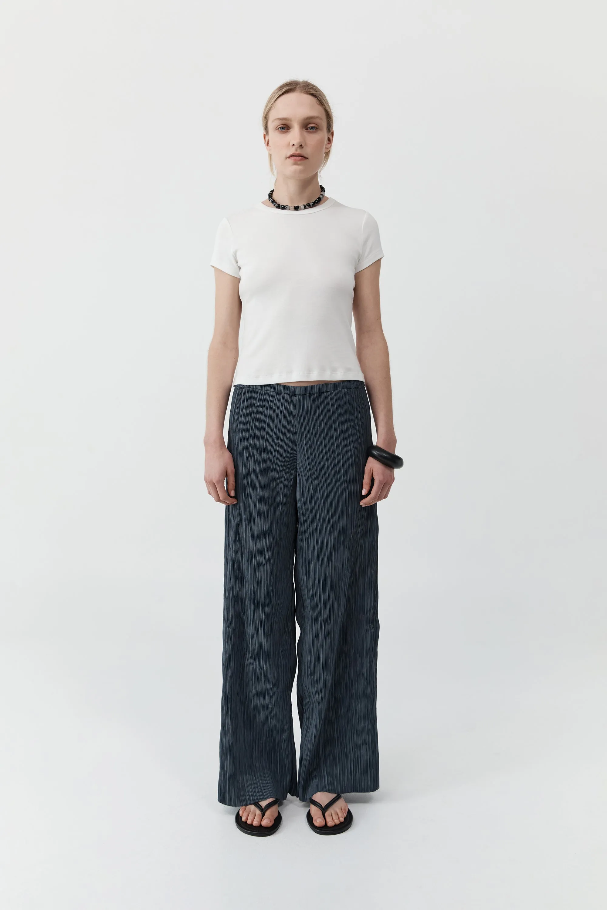 Mini Pleat Pants - Washed Black sold by St. Agni