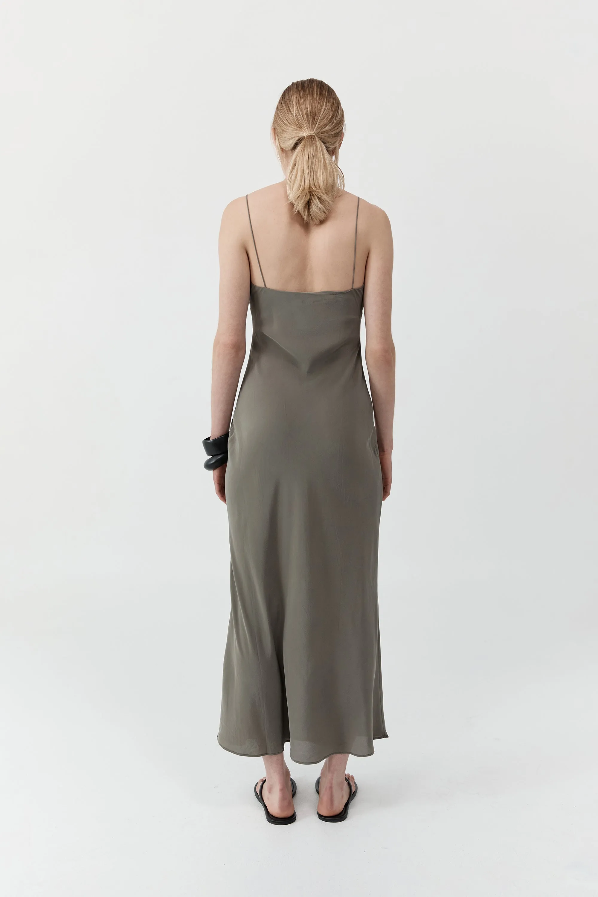 Silk Slip Dress - Smokey Olive sold by St. Agni product image thumbnail 4