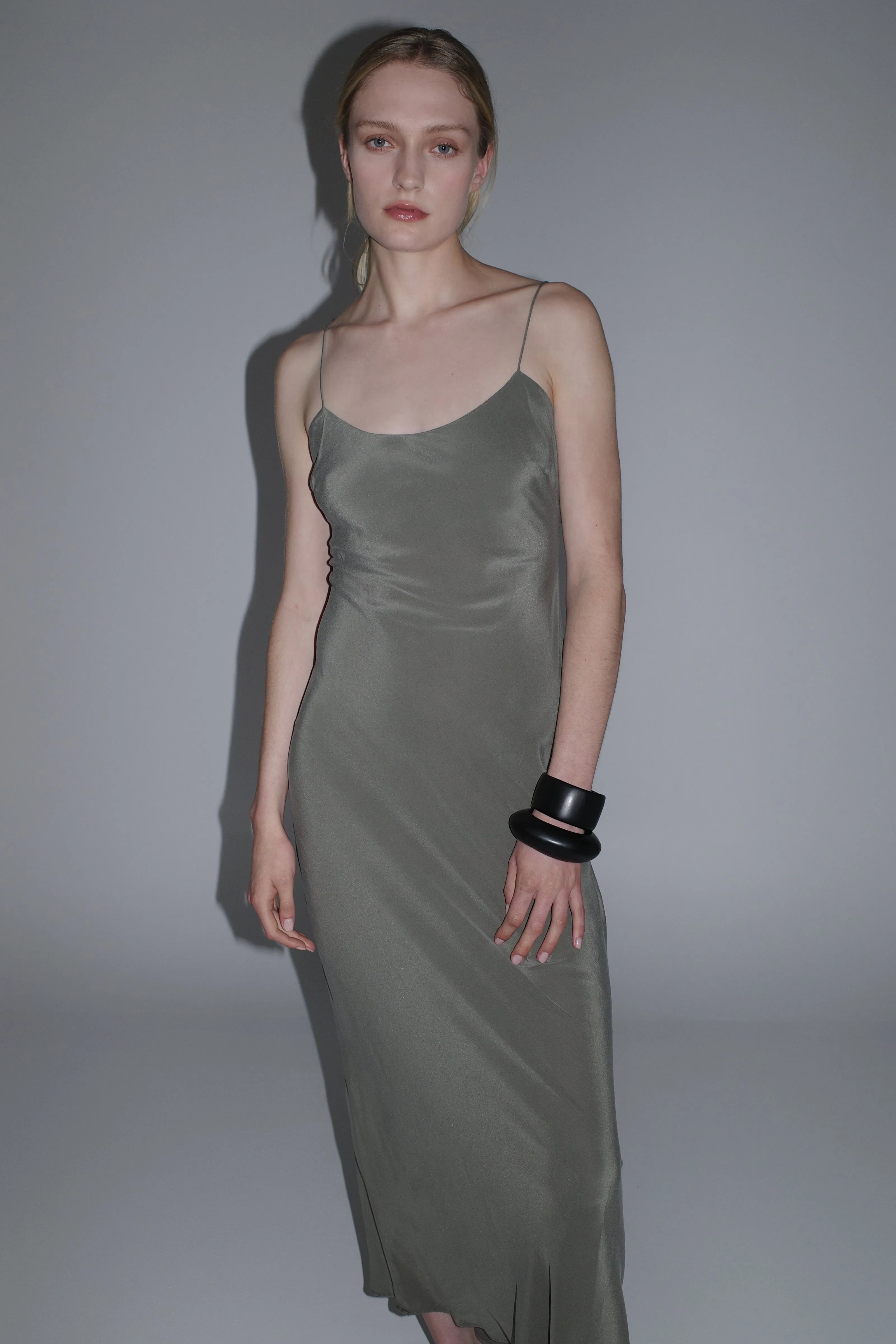 Silk Slip Dress - Smokey Olive sold by St. Agni product image thumbnail 5