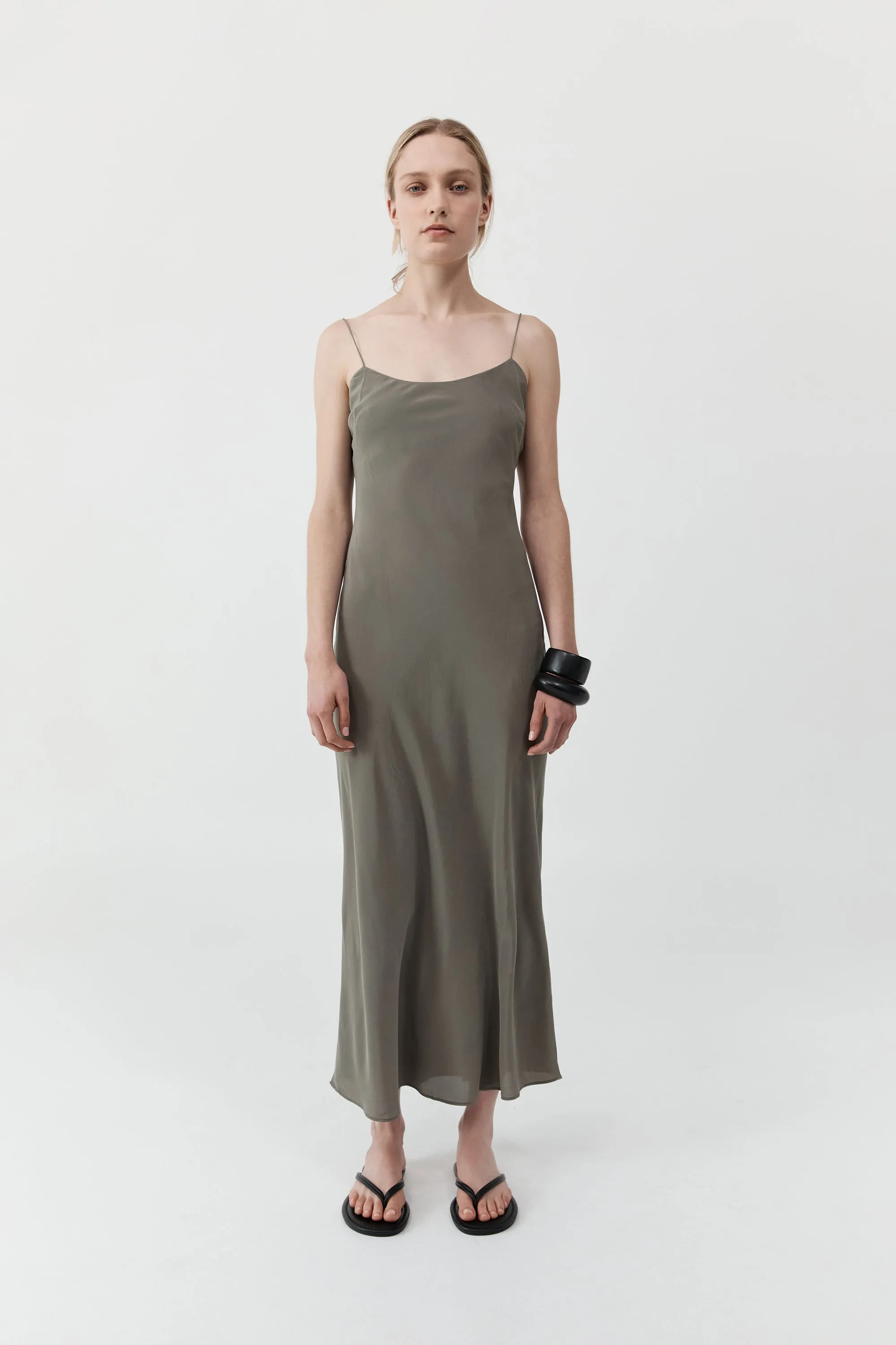 Silk Slip Dress - Smokey Olive sold by St. Agni product image thumbnail 3