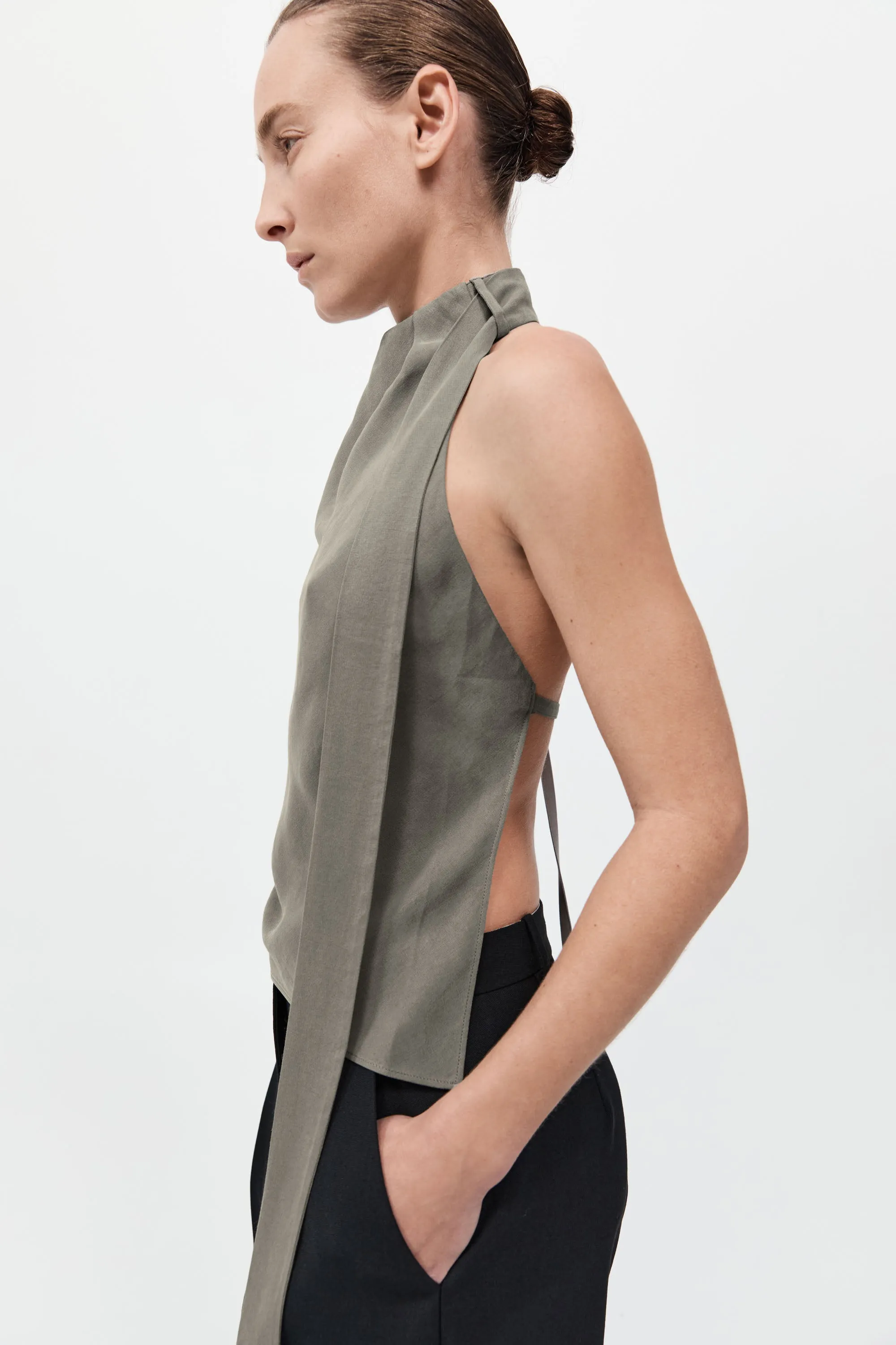 Silk Scarf Top - Smokey Olive sold by St. Agni product image thumbnail 2
