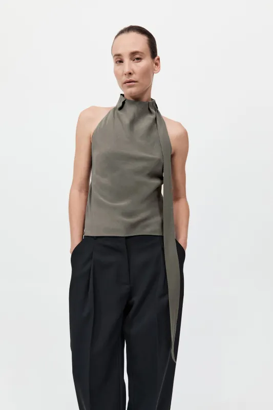 Silk Scarf Top - Smokey Olive sold by St. Agni