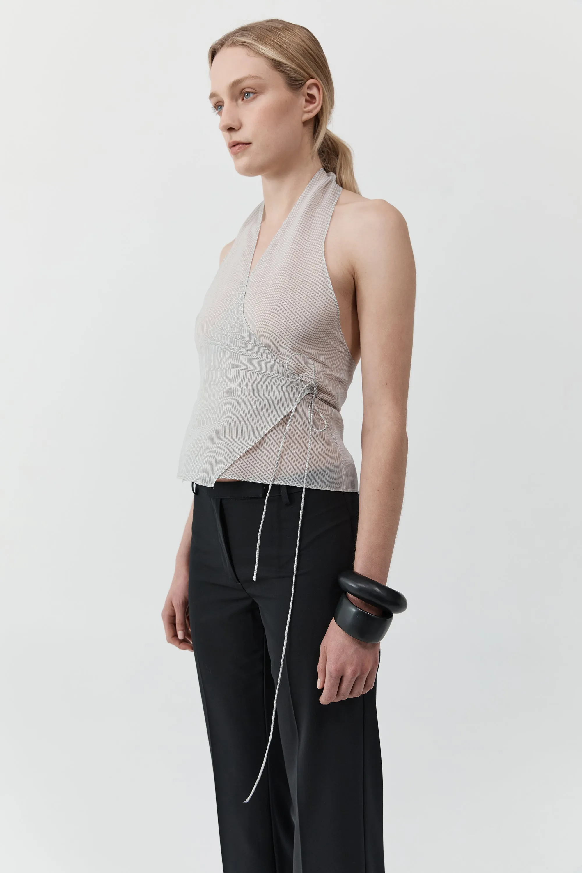 Sheer Stripe Wrap Top - Sheer Stripe sold by St. Agni product image thumbnail 4