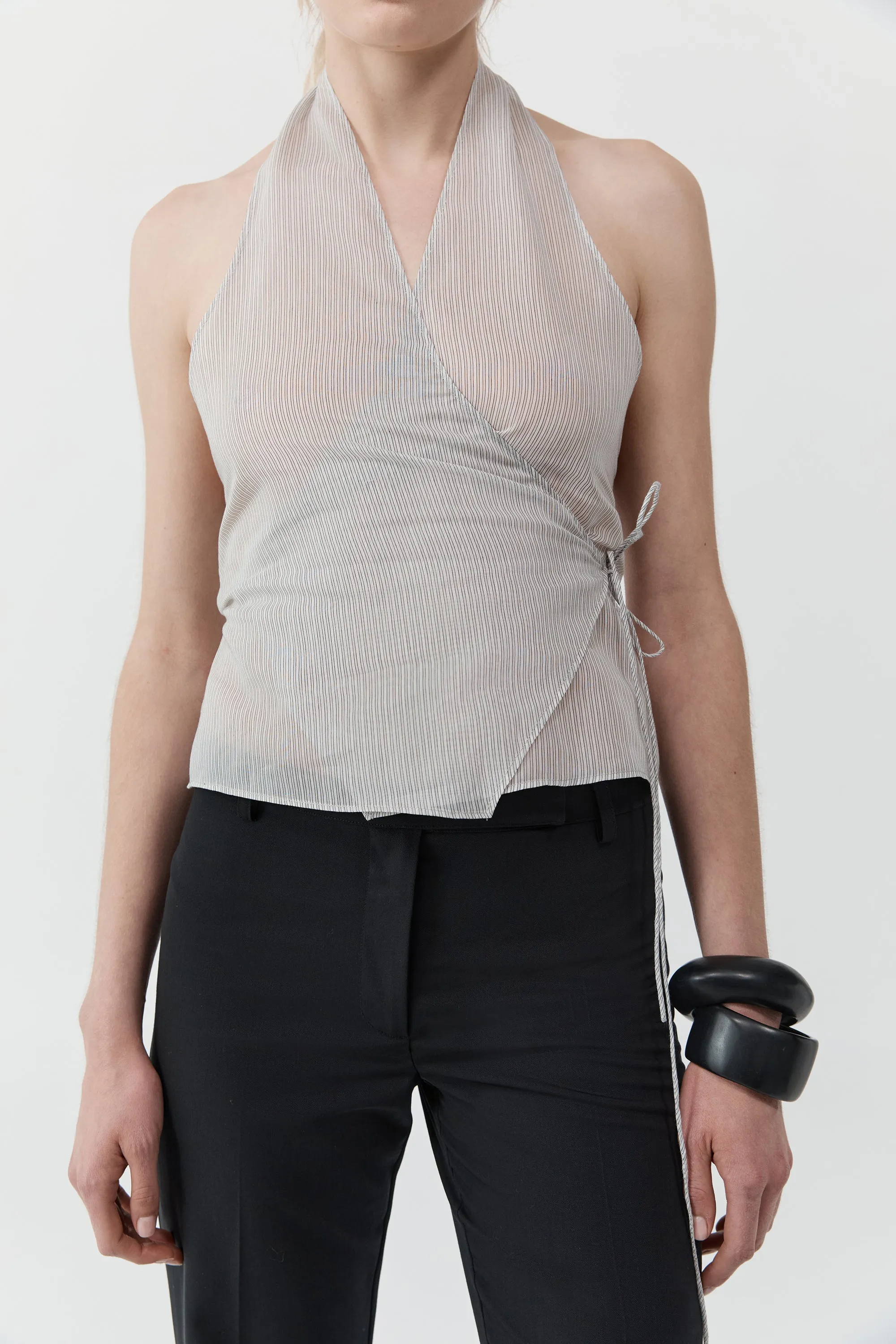 Sheer Stripe Wrap Top - Sheer Stripe sold by St. Agni product image thumbnail 2