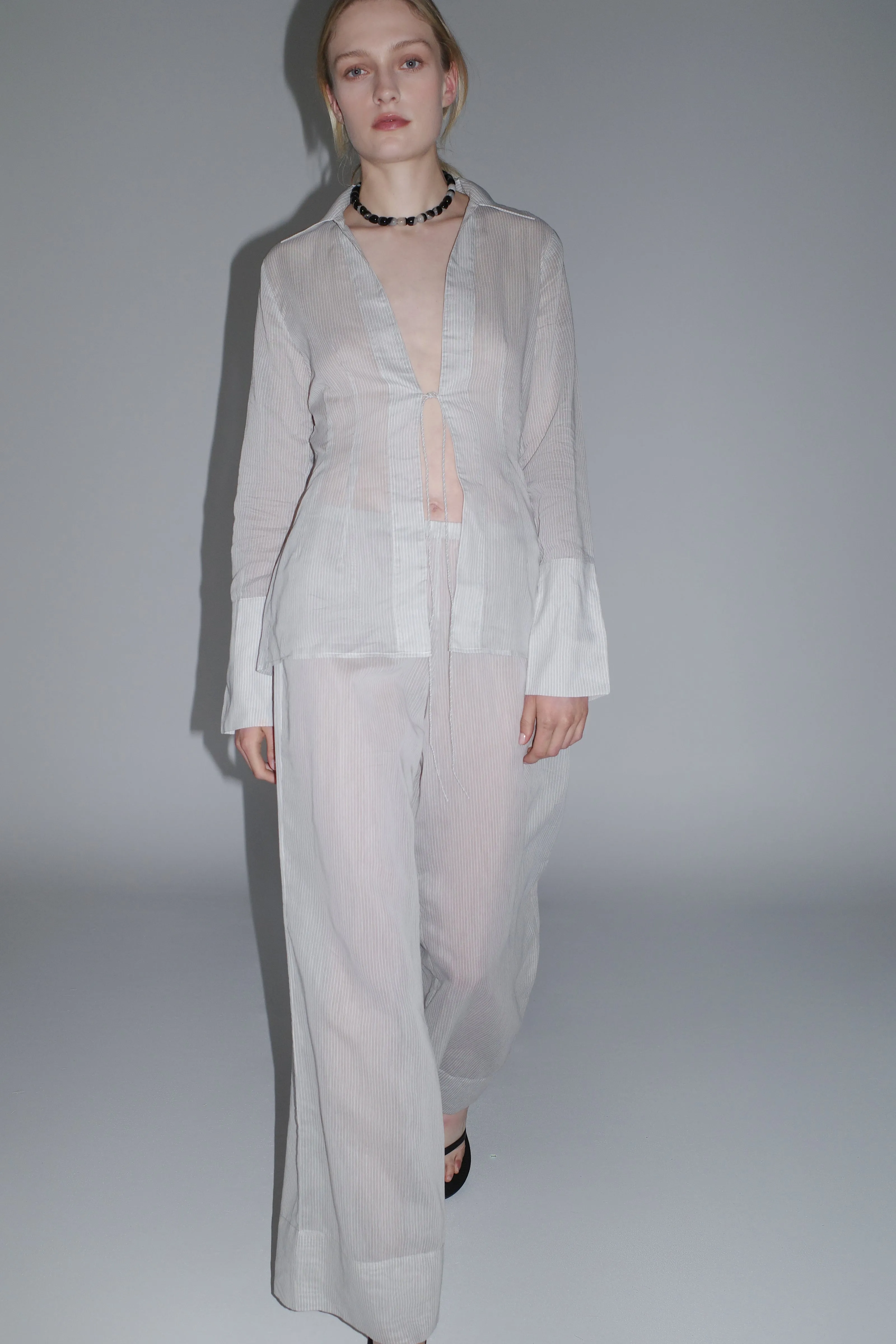 Sheer Stripe Relaxed Pant - Sheer Stripe sold by St. Agni product image thumbnail 5