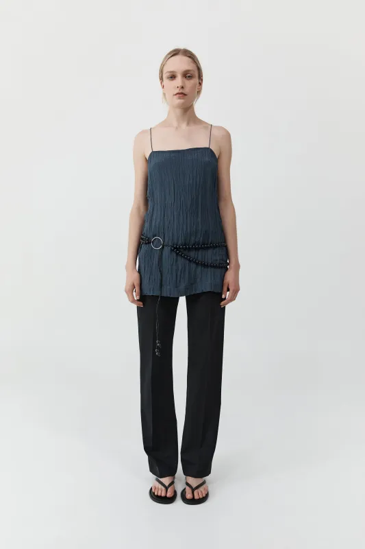 Crinkle Square Neck Mini Dress - Ink made by St. Agni