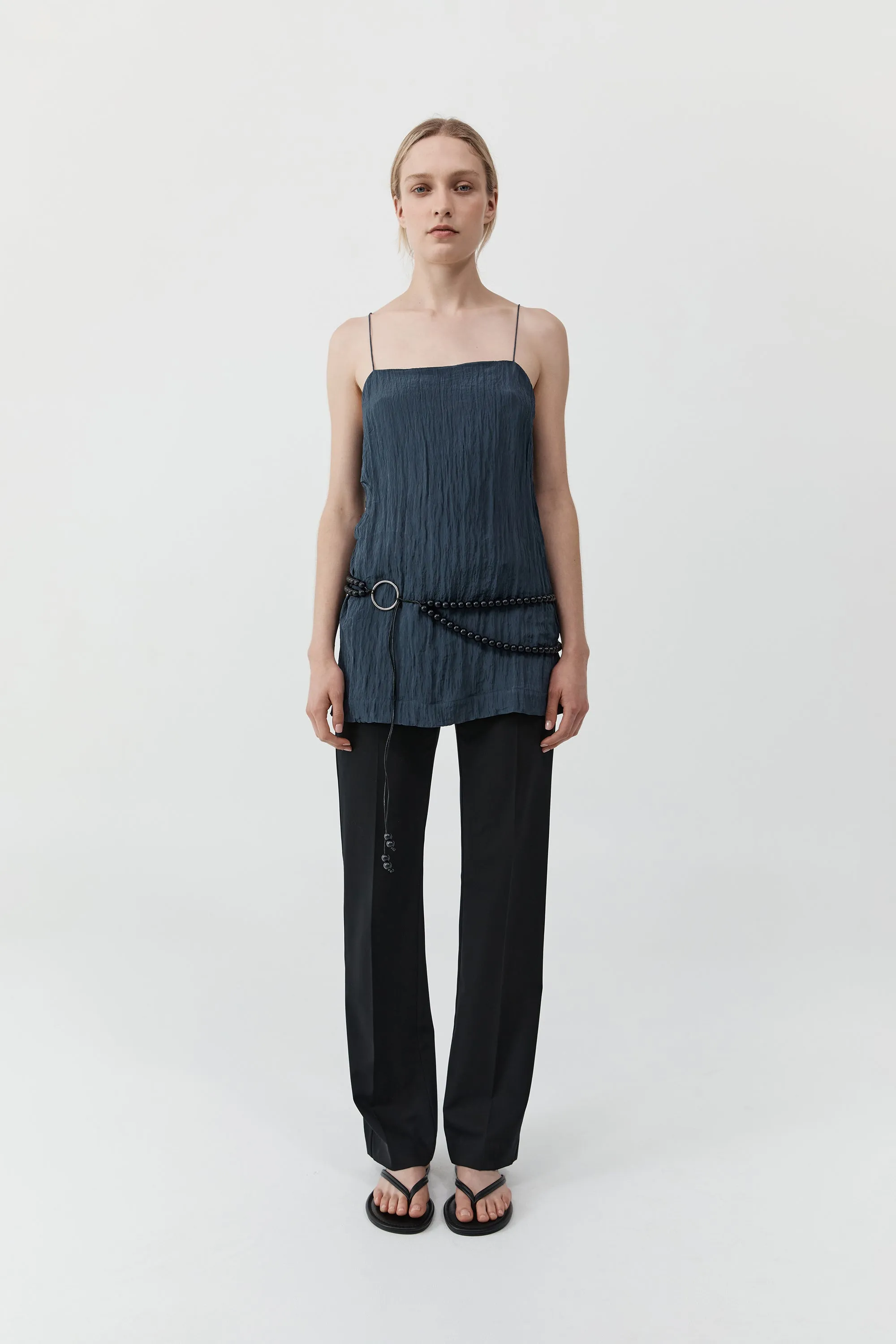 Crinkle Square Neck Mini Dress - Ink sold by St. Agni