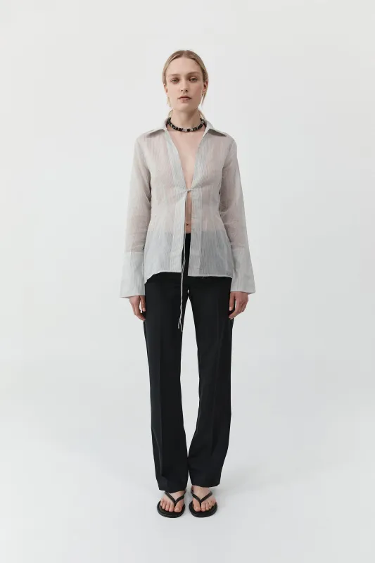 Sheer Stripe Tie Shirt - Sheer Stripe sold by St. Agni