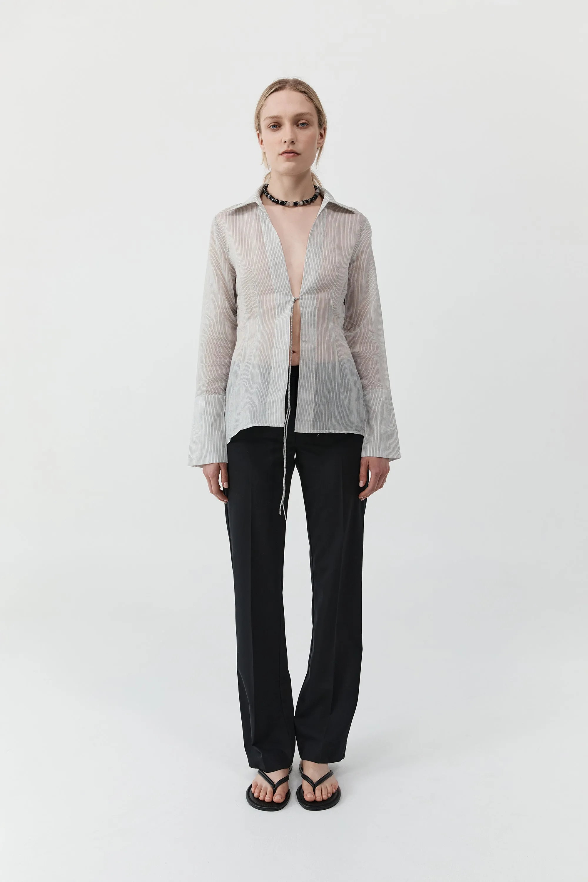 Sheer Stripe Tie Shirt - Sheer Stripe sold by St. Agni