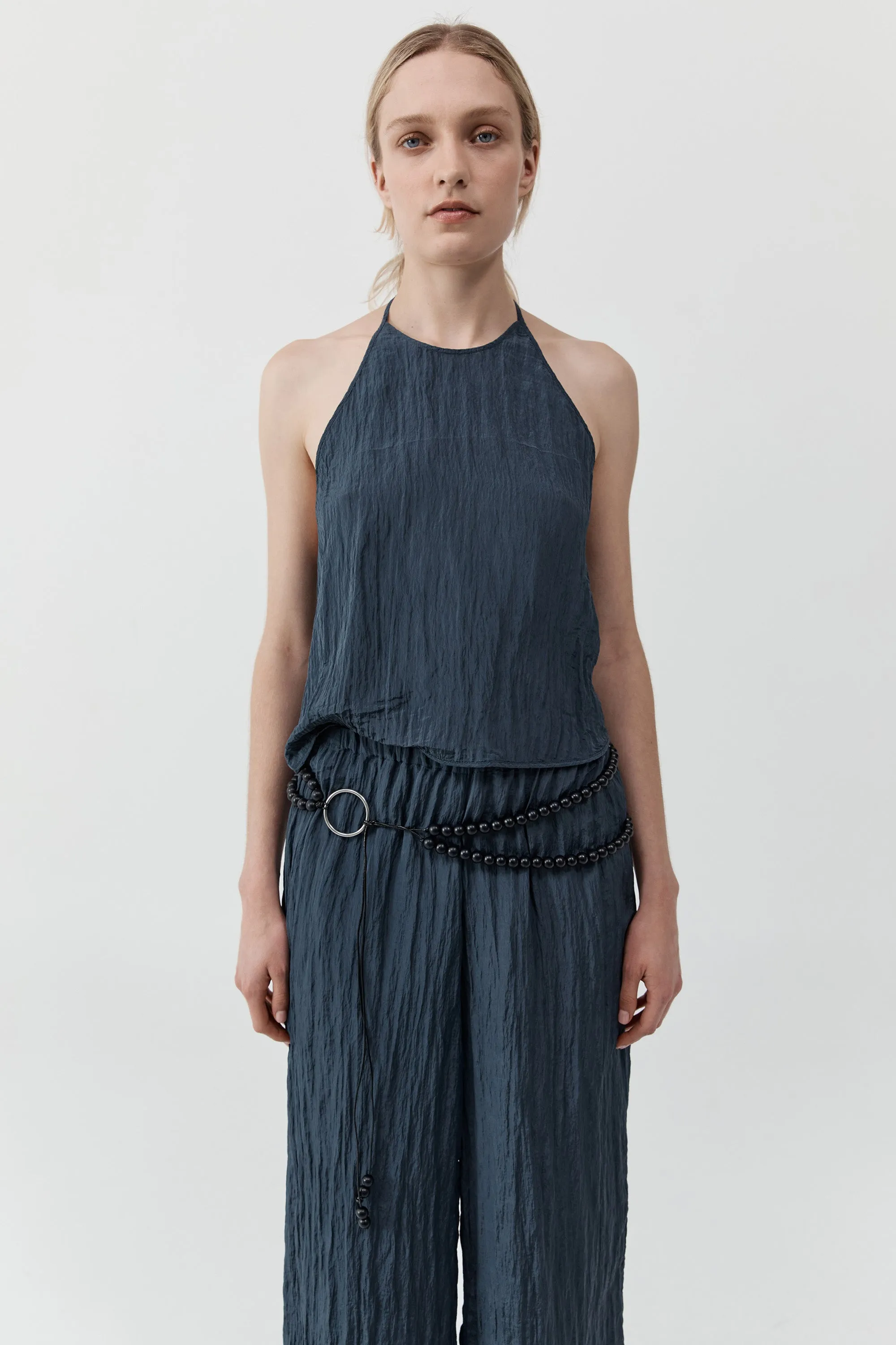 Crinkle Halter Top - Ink sold by St. Agni