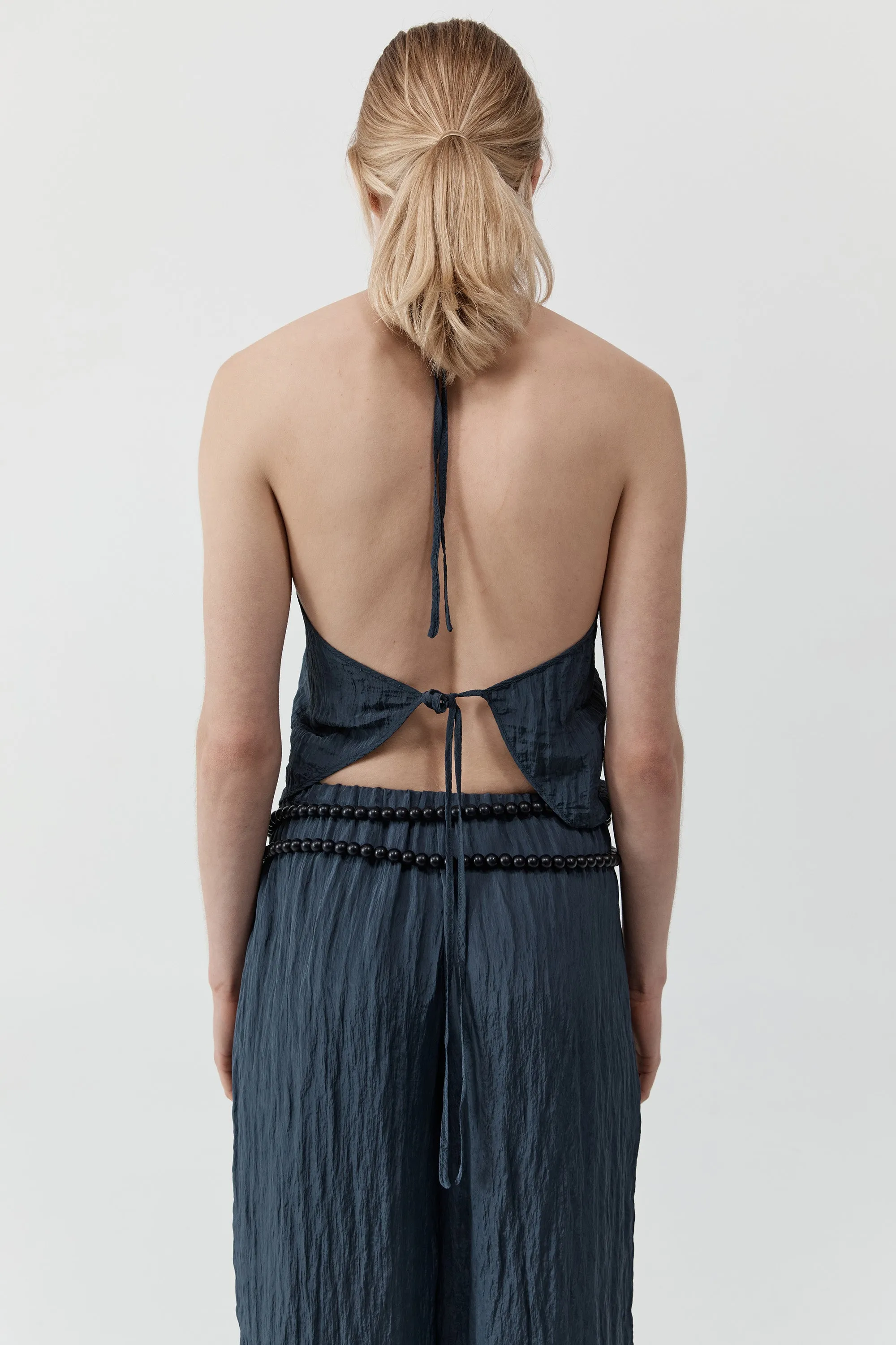 Crinkle Halter Top - Ink sold by St. Agni product image thumbnail 4