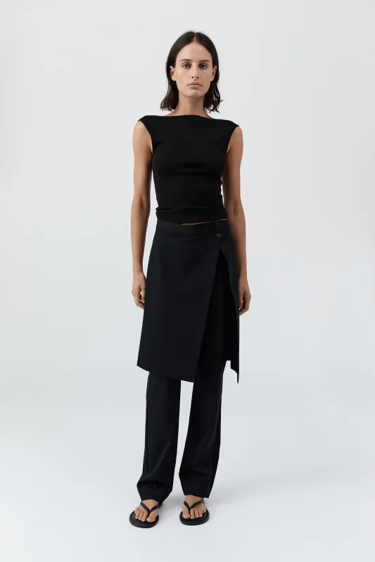 Wool Hybrid Skirt Pants - Black made by St. Agni