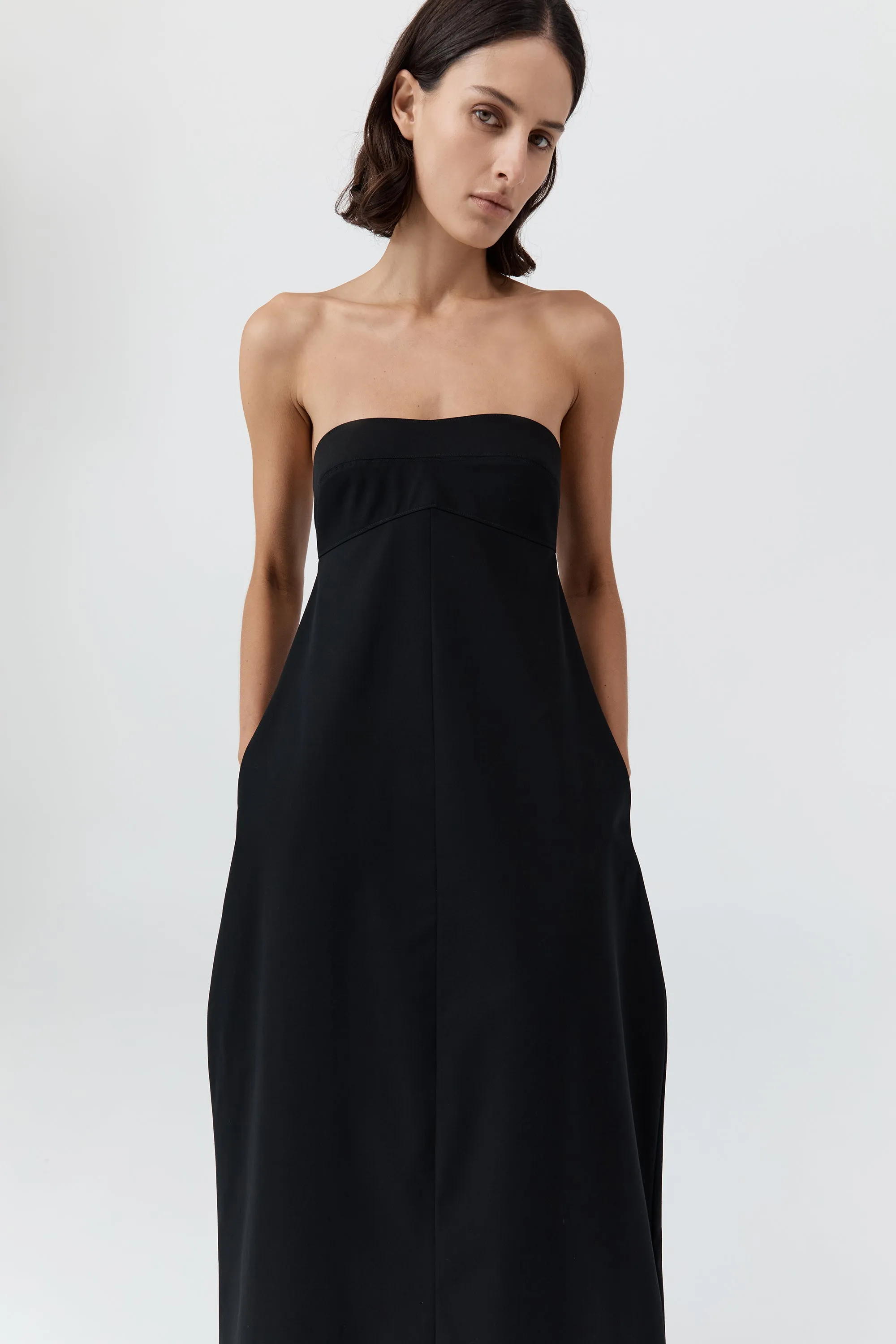 Wool Strapless Cocoon Dress - Black sold by St. Agni product image thumbnail 2