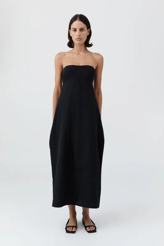Wool Strapless Cocoon Dress - Black sold by St. Agni