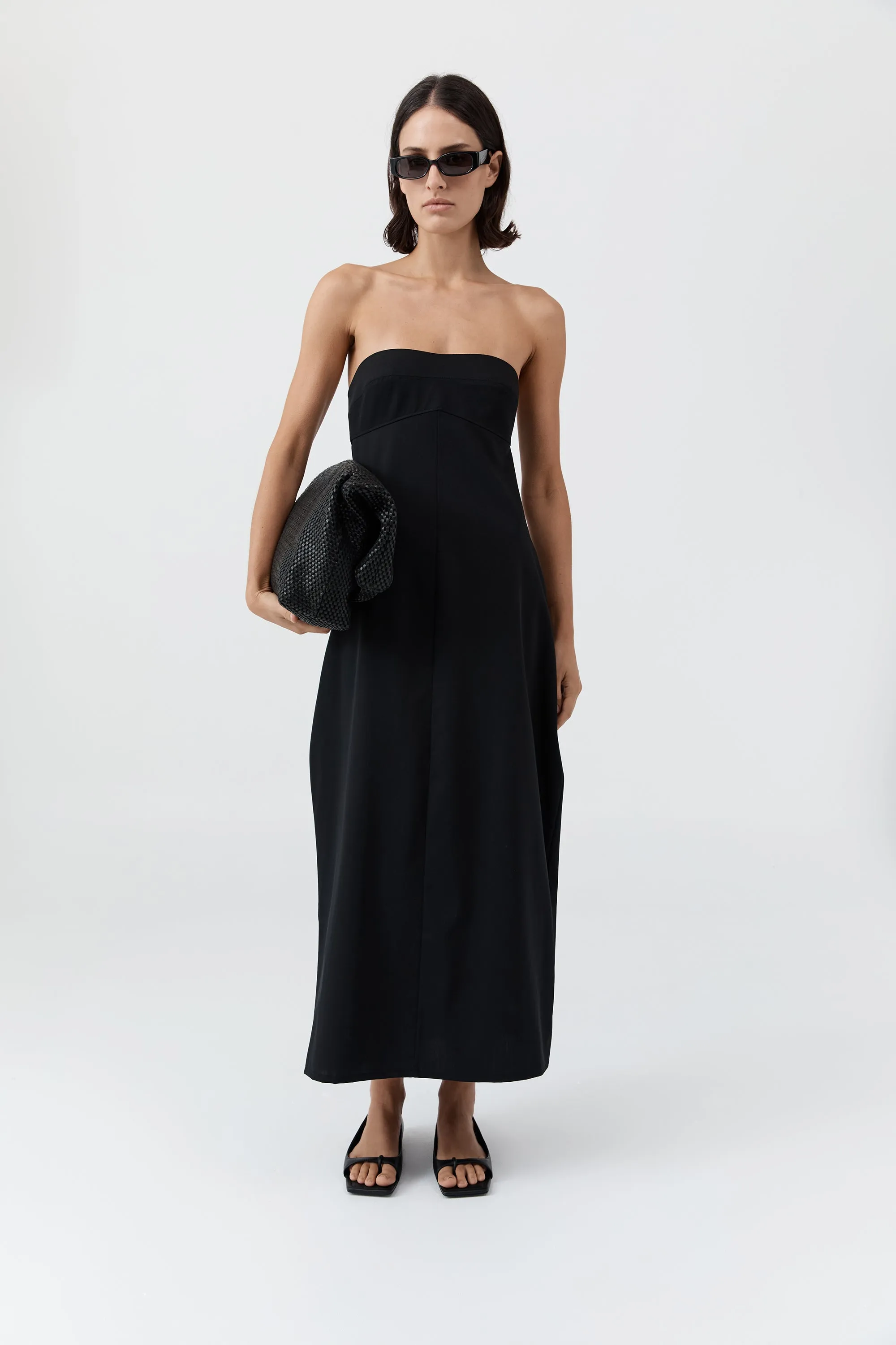 Wool Strapless Cocoon Dress - Black sold by St. Agni product image thumbnail 5