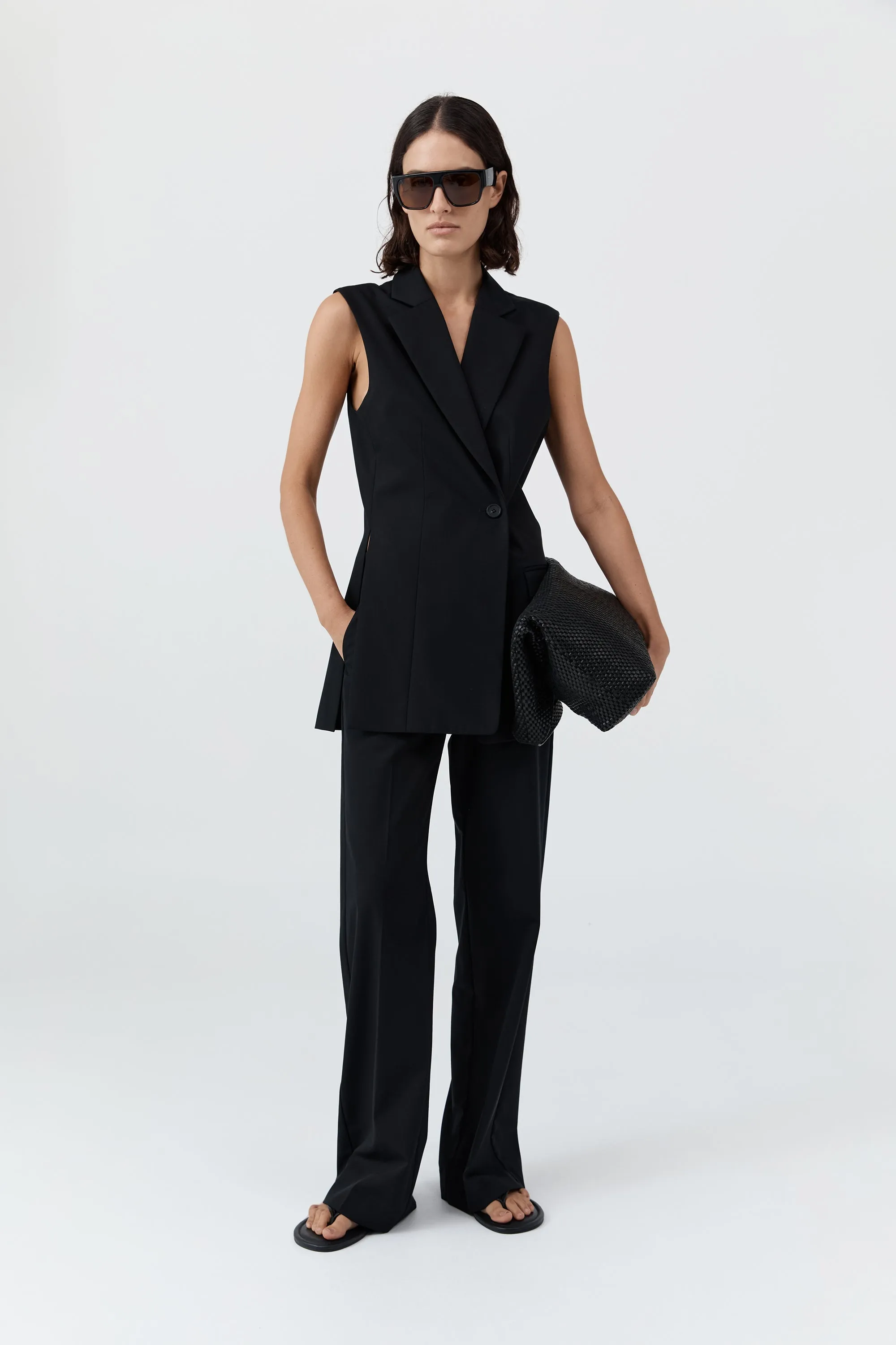 Wool Sleeveless Split Blazer - Black sold by St. Agni product image thumbnail 5