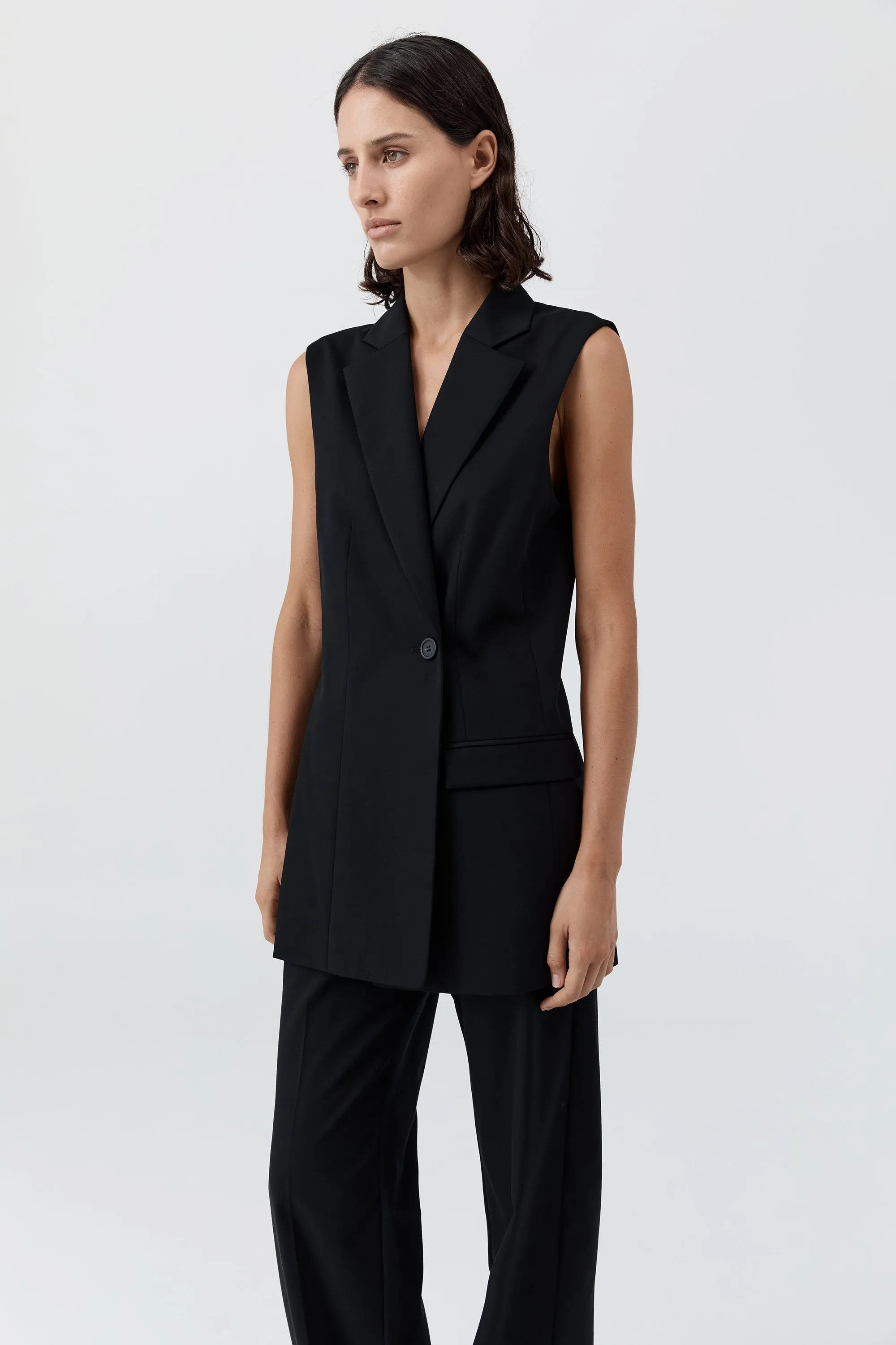 Wool Sleeveless Split Blazer - Black sold by St. Agni product image thumbnail 2
