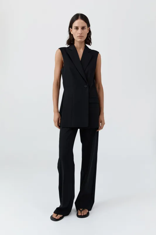 Wool Sleeveless Split Blazer - Black sold by St. Agni