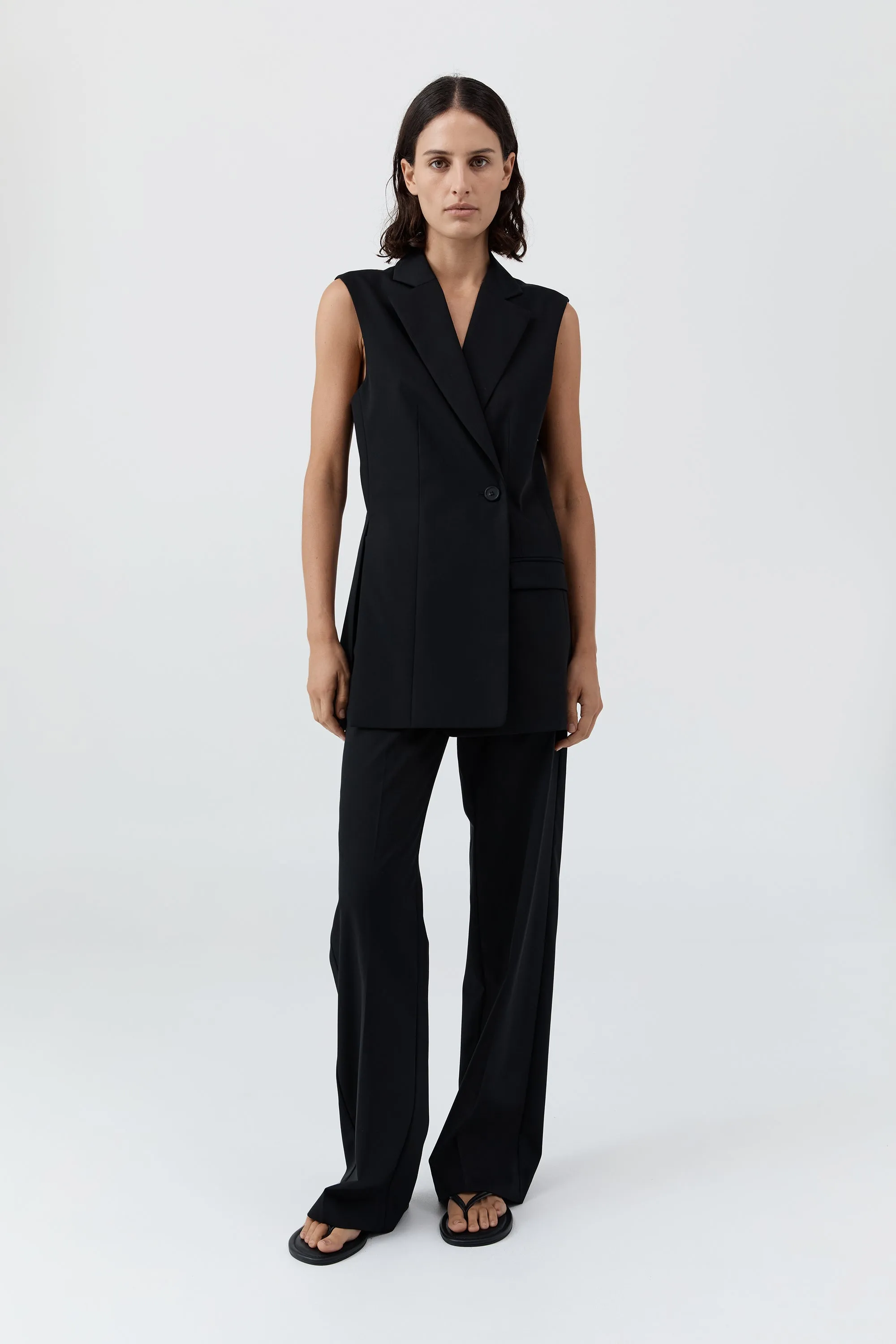 Wool Sleeveless Split Blazer - Black sold by St. Agni