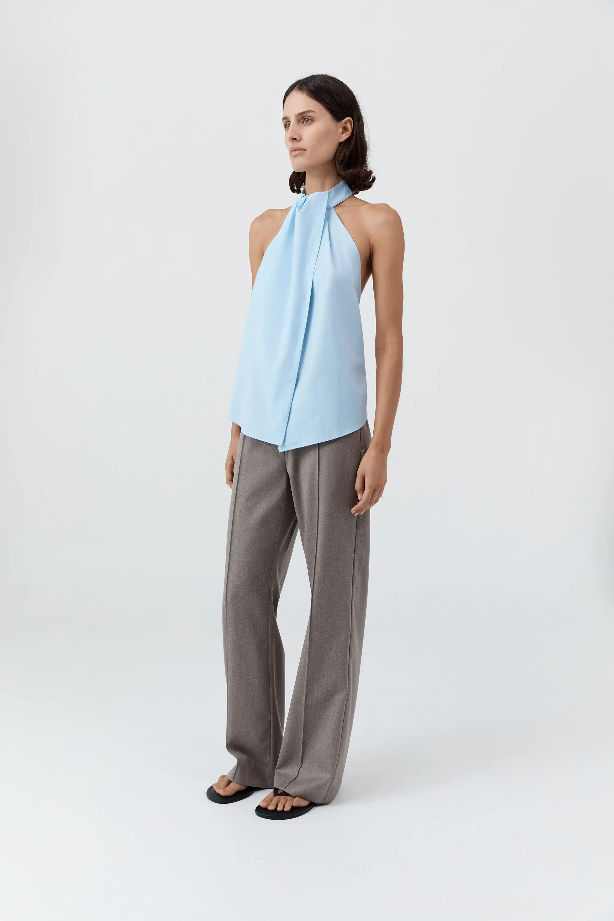 Oxford Halter Tie Back Top - Ciel Blue sold by St. Agni product image thumbnail 3